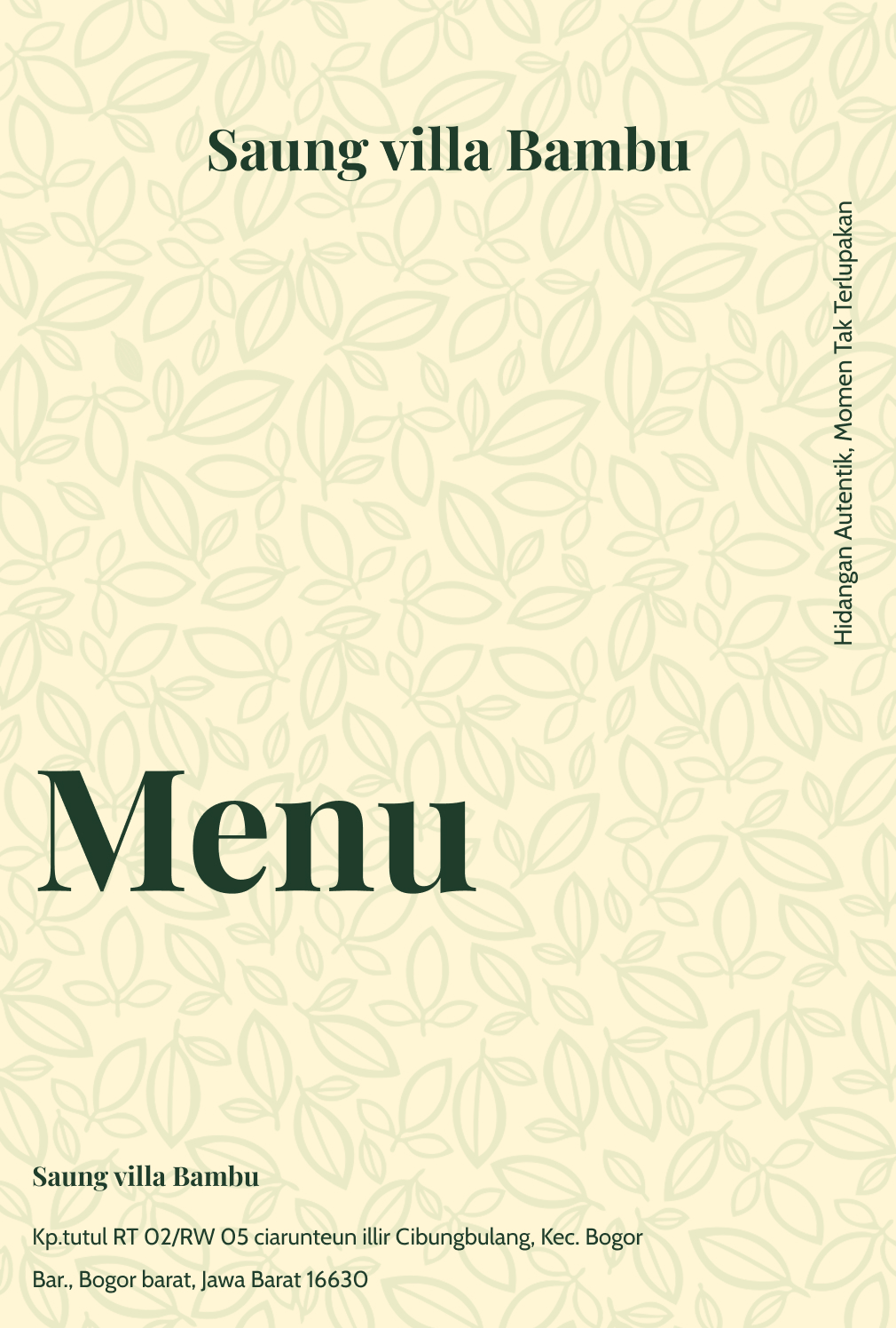 Cover menu Saung Villa Bambu